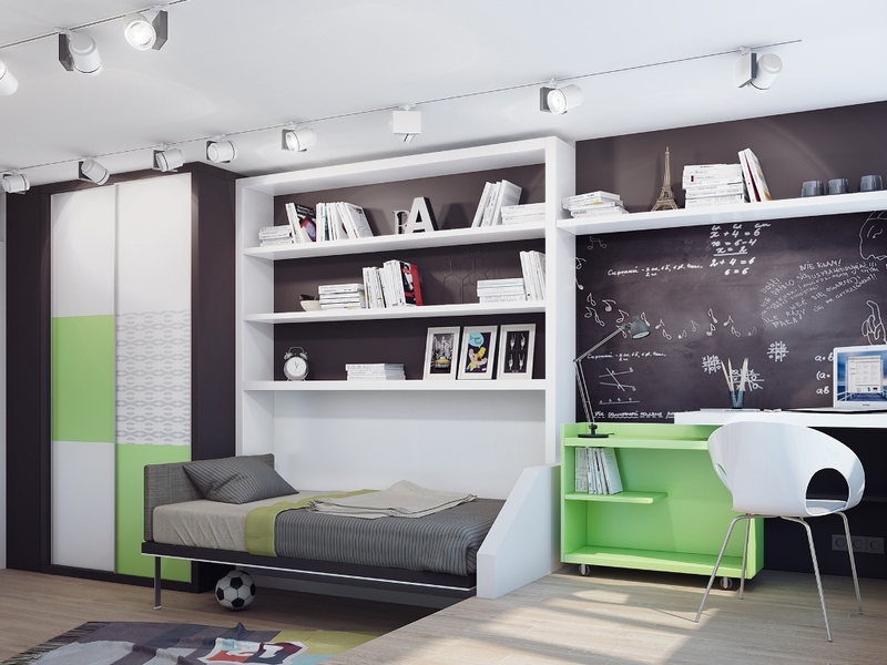 Intérieur de chambre noir et blanc