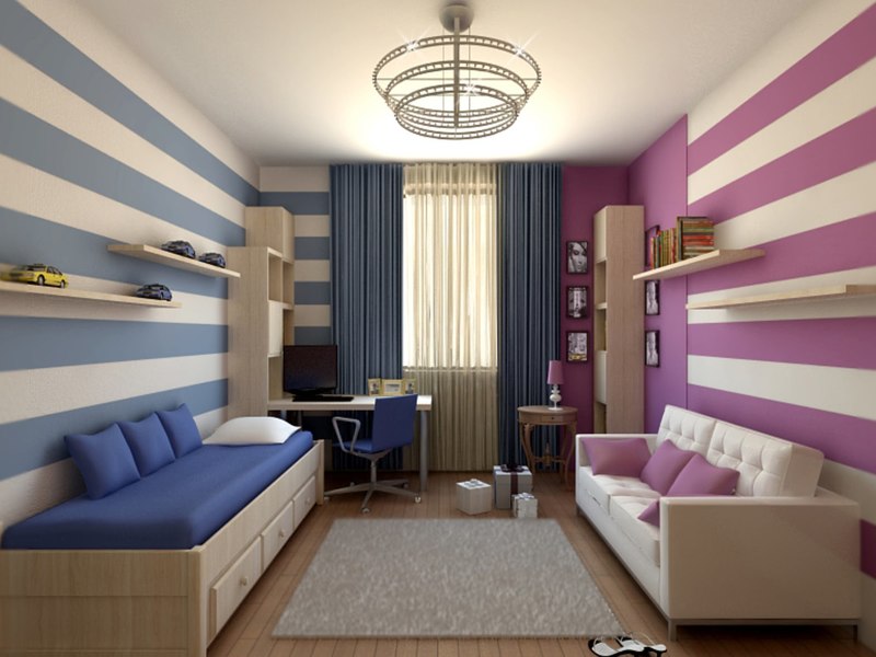 Intérieur de chambre de bébé rayé