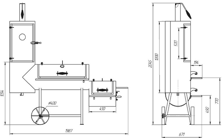 Dessin de l'appareil chaud de Smokehouse