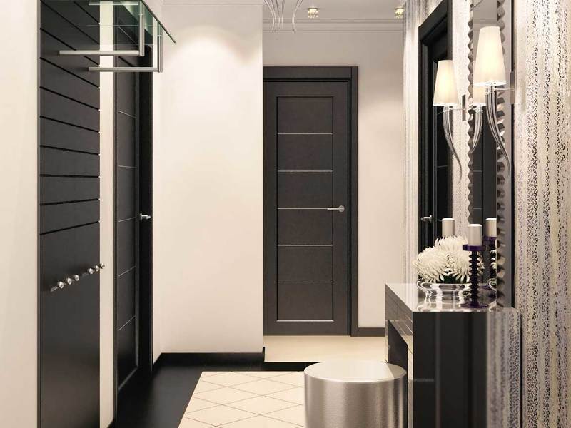 Petit hall d'entrée avec portes noires