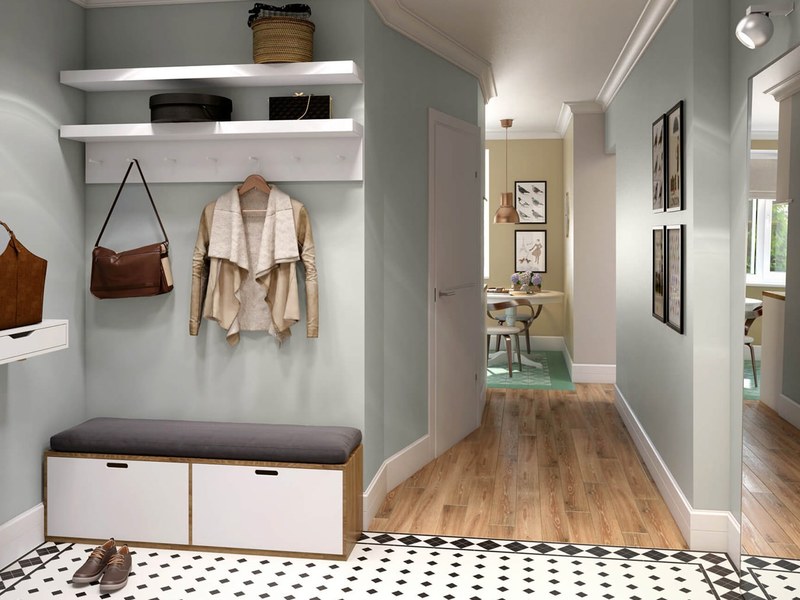 Couloir aux couleurs pastel