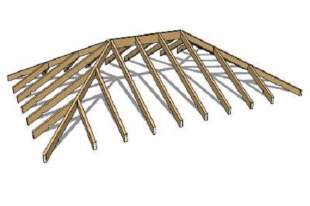 Chevrons d'un toit en croupe - photo Chevrons d'un toit en croupe - photo