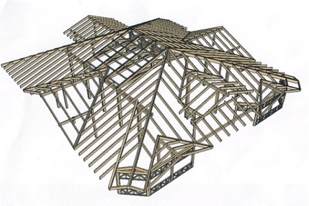 Système de fermes de toit à pignons multiples Système de fermes de toit à pignons multiples