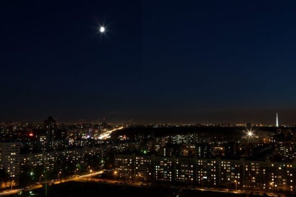 Vue depuis le toit de l'écran LCD de London Park à Saint-Pétersbourg