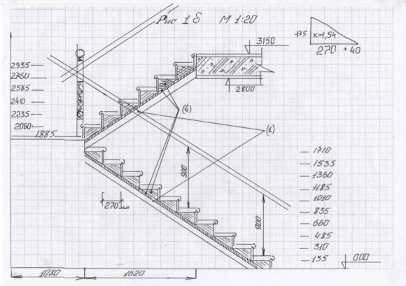 escalier en bois au dessin du deuxième étage