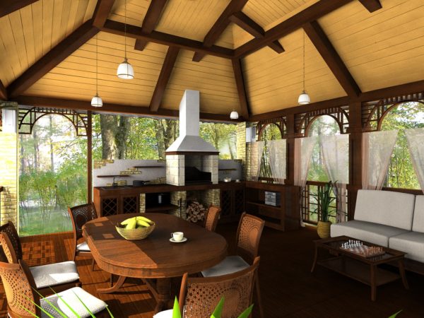 Cuisine d'été à la campagne avec barbecue: comment construire