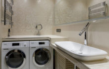 Conception de salle de bain de 4 m² m. avec WC, lave-linge