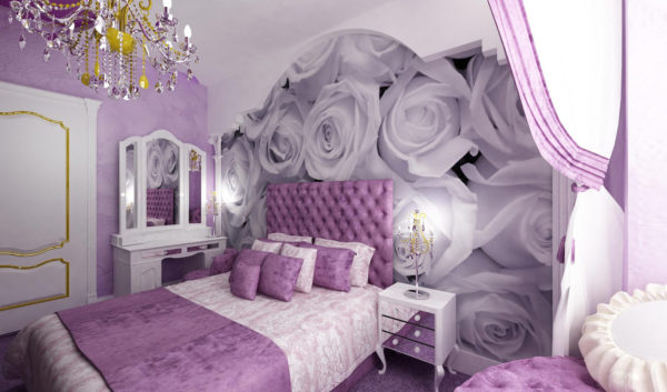 Intérieur de chambre couleur lilas