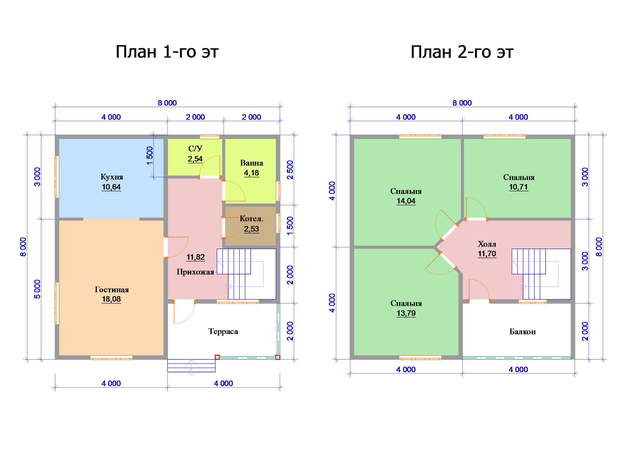 Maisons à deux étages 8 par 8